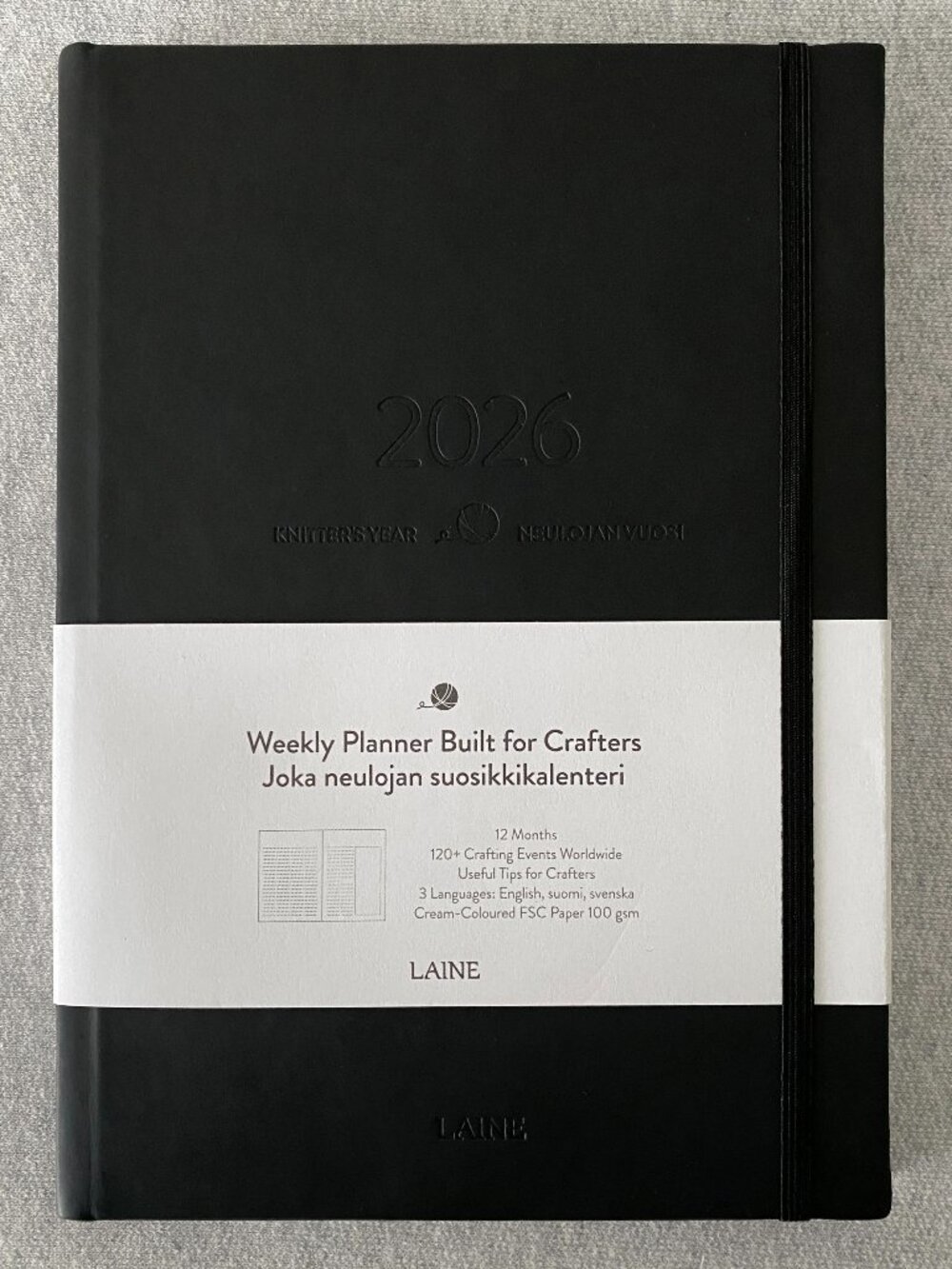 NWT Laine Publishing Knitter’s Year 2026 Weekly Planner Calendar Journal Black